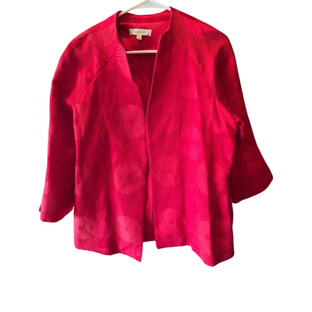 Madison Hill Blazer Jacket L Womens Christmas Holiday‎ Red Art To Wear Party